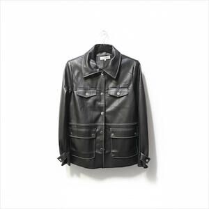 WeWoreWhat Faux Leather Shirt Jacket Black Small NWT